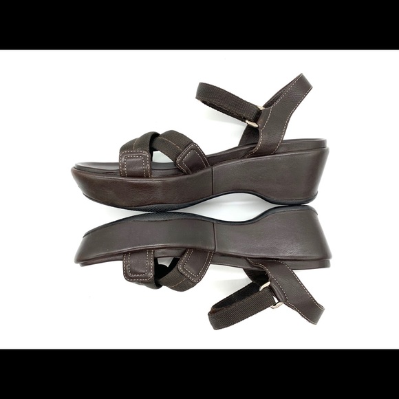 Prada Brown Leather Canvas Platform Sandals - Picture 5 of 11